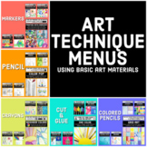 Art Technique Menus using Basic Art Materials - BUNDLE of 25