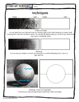 Art Techniques & Skills: Vine/Compressed/Pencil Charcoal Drawing Worksheet
