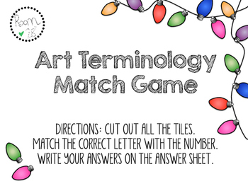 Preview of Art Terminology Match Game and Interactive Notebook Artwork Category Worksheet