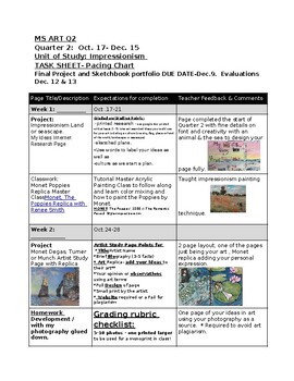 Preview of Art Thematic Unit of Study Impressionism