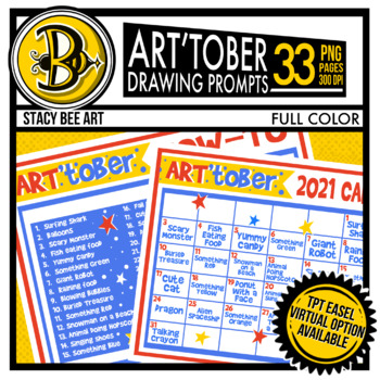 Preview of Art'Tober Drawing Prompts Activity Printables