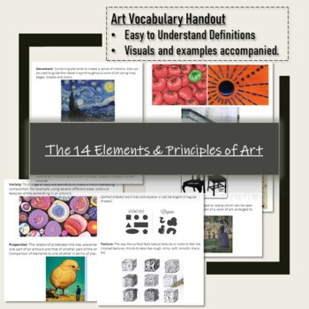 Art Vocabulary: Elements & Principles Handout by Rooted in Expression