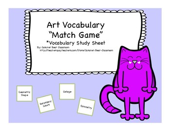 Preview of Art Vocabulary "Freebie"- Distance Learning