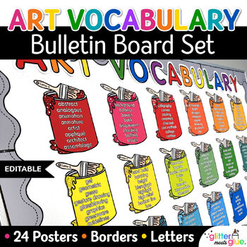 Preview of Art Vocabulary Words Bulletin Board: Editable Posters for Elementary Art Room