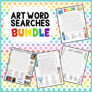Preview of Art Word Searches Bundle-  5 Puzzles
