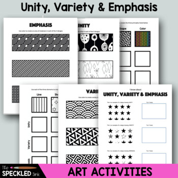 Preview of Principles of Design: Unity Variety and Emphasis Art Worksheets & Activities
