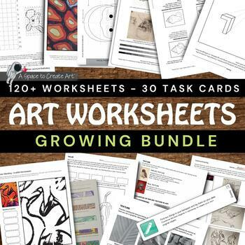 Preview of Art Worksheets Bundle, 120+ Pages, Middle & High School Art, Subs