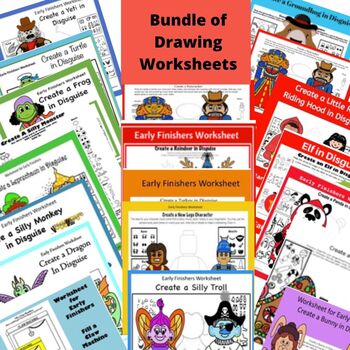 Preview of Art Worksheets Printable - Bundle - Early Finishers and Art Sub Activity