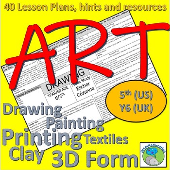 Preview of Art Lesson Plans for 5th Grade (Y6 UK). Artists, resources, skills and hints