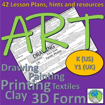 Preview of Art Lesson Plans for K (US) Y1 (UK) 42 lessons, resources, hints and tips