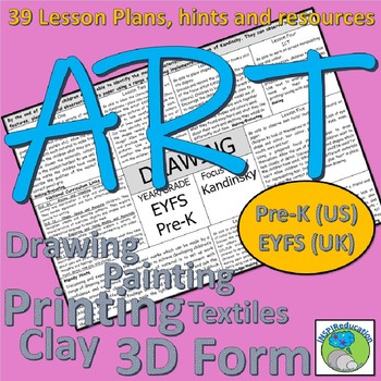 Preview of Art Lesson Plans for PreK learners - objectives, resources, artists, hints