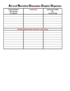 Preview of Art and Narrative Discussion Graphic Organizer with Art included