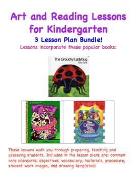 Preview of Art and Reading Lessons for Kindergarten - Three Lesson Plan Bundle!