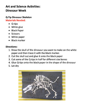 Preview of Art and Science Activities - Dinosaur Week