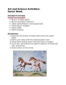 Preview of Art and Science Activities - Horse Week