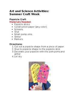 Preview of Art and Science Activities - Summer Craft Week