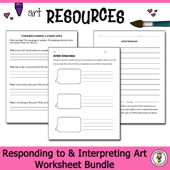 Preview of Art criticism and reflection activities. 14 DBAE Elementary Art Worksheets.