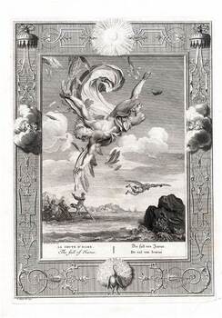 Preview of Art critique of "The fall of icarus" by Bernard Picart 1731.