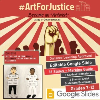 Preview of Art for Justice; High School Art Project, Distance Learning-Google Slide