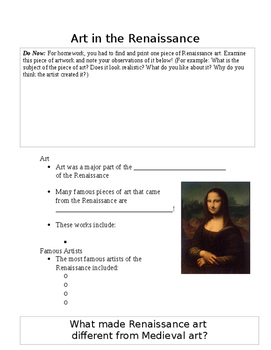 Preview of Art in the Renaissance Guided Notes