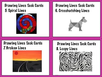 Preview of Art Elements -  Lines, Picture Task Cards & Matching Game (10 pg) Artist Artwork