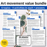 Art movement work sheet bundle - 6 topics with answers (Gr