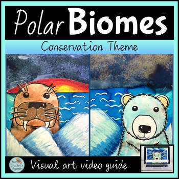 Preview of Earth Day Art project POLAR BIOMES with VIDEO guides mixed media 2nd - 4th grade