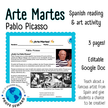 Preview of Arte Martes- Pablo Picasso Spanish reading and activity