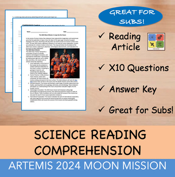 Preview of Artemis Moon Missions - Reading Passage x 10 Questions - 100% EDITABLE