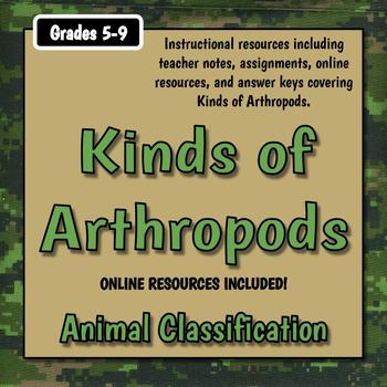 Preview of Arthropod Classes Teacher Notes & Assignment