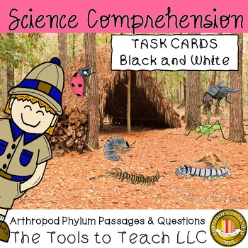 Preview of Arthropod Phylum Passages and Comprehension Questions Black White Print No Prep