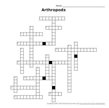 Arthropods Crossword Puzzle by Mrs Stotts Science Store TpT