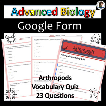 Preview of Arthropods |Vocabulary Quiz| Google Form | Advanced Biology