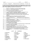 Arthropods and Crustaceans - Matching Worksheet - Form 6