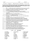 Arthropods and Crustaceans - High School Zoology - Matching Worksheet - Form 7
