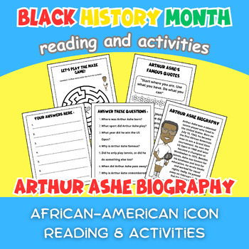 Preview of Arthur Ashe Bio Reading & Activities, Black History Month, African-American Icon