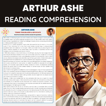 Preview of Arthur Ashe Biography for Black History Month |  Social Justice Sports Tennis