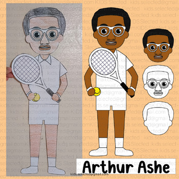 Preview of Arthur Ashe Craft Black History Month Bulletin Board Tennis Coloring Activities