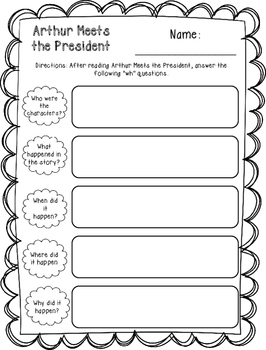 Arthur Meets The President Printables By Klever Kiddos Tpt