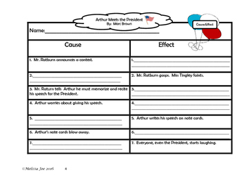 Arthur Meets The President By Marc Brown Literacy And Math Activities