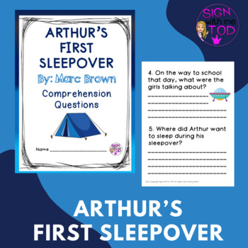 Preview of Arthur's First Sleepover - Reading Comprehension Questions