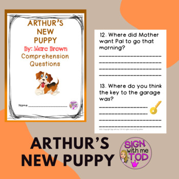 Preview of Arthur's New Puppy - Reading Comprehension Questions