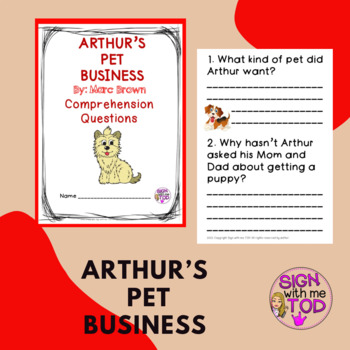Preview of Arthur's Pet Business - Reading Comprehension Questions
