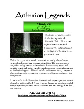 Preview of Arthurian Legends:  A Thematic Unit