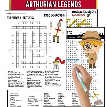 Preview of Arthurian Legends, King Arthur Fun Worksheets ,Word Search ,Crosswords