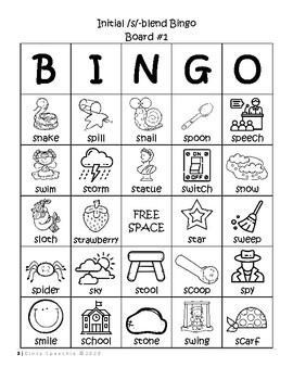 artic bingo initial consonant blends s blends l blends r blends