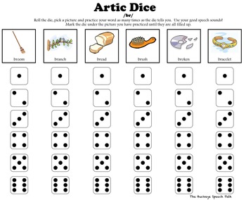 artic dice 3 r r blends articulation practice for speech therapy