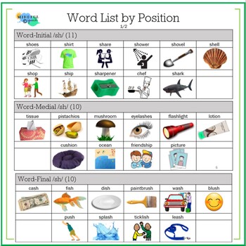 SH Word List For Speech Therapy - Speech Therapy Talk Services, LLC