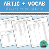 Artic + Vocab: Grade Level Word Lists, speech therapy, art