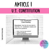 Article 1 U.S. Constitution - Close Reading - Distance Learning